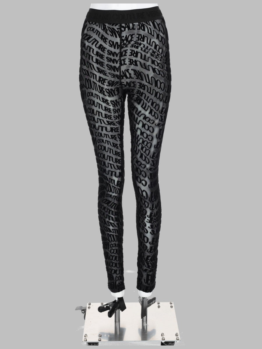 Logo Print Leggings Black Polyester Trousers