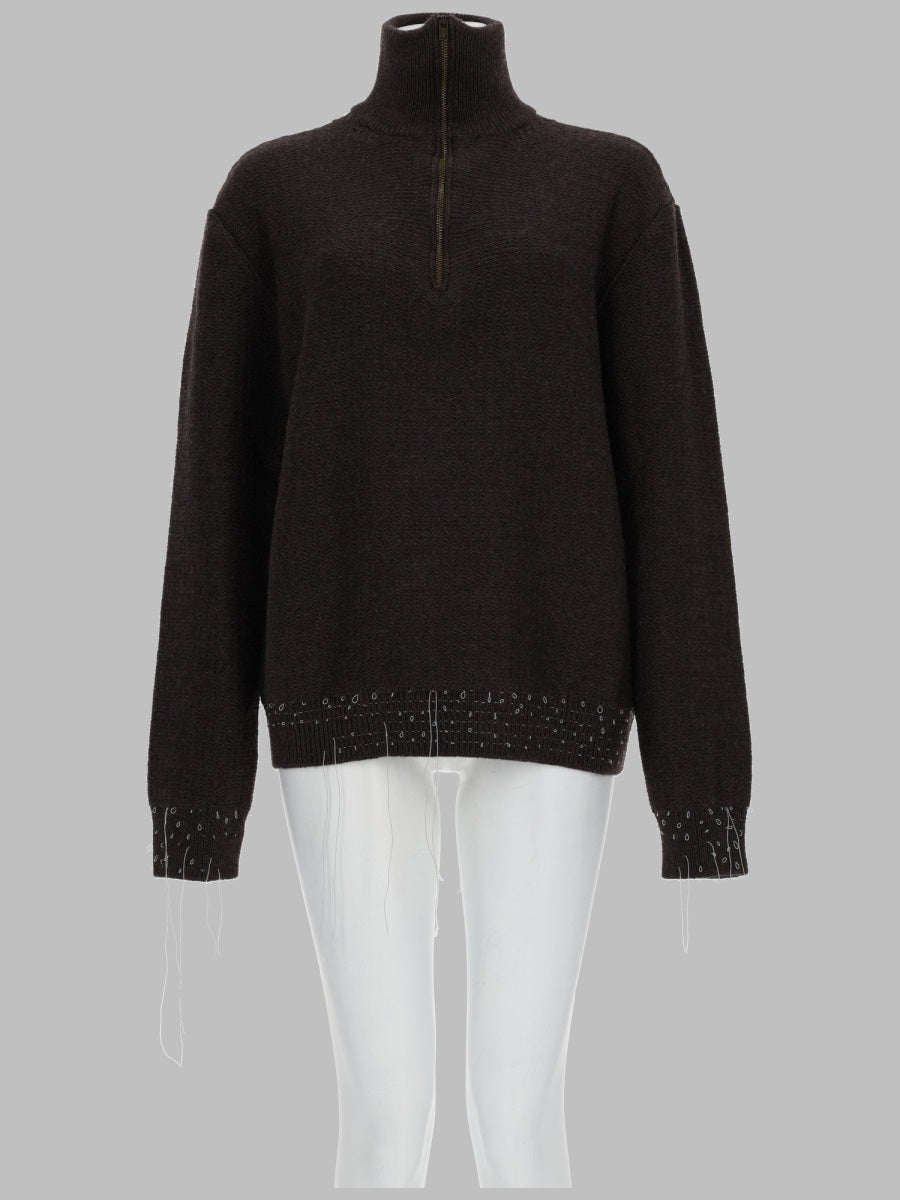 Wool Quarter-Zip Jumper Brown Jumpers
