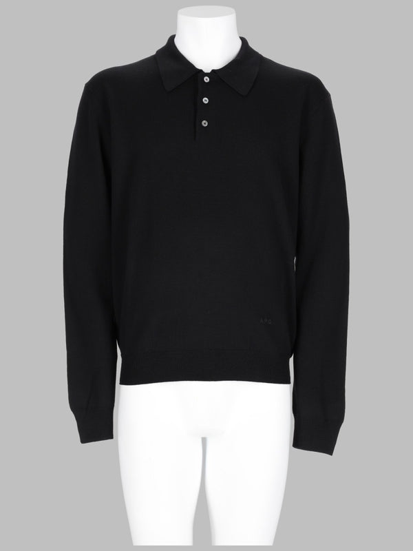 Knit Polo Shirt Riou Black Virgin Wool
