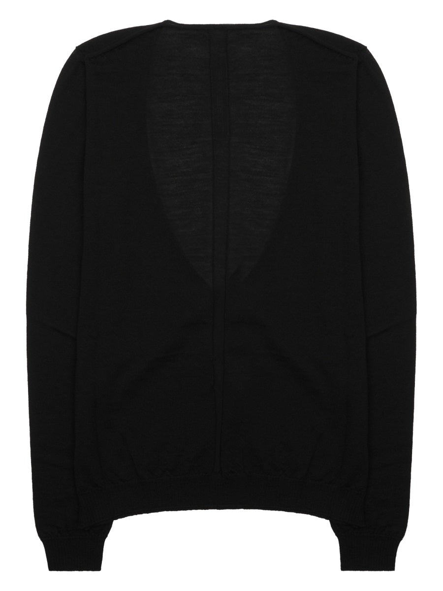 Deep V-Neck Wool Jumper Black New Jumpers