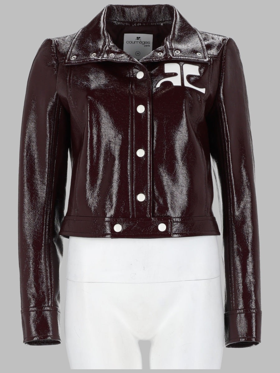 Cropped Logo Jacket Bordeaux Cotton