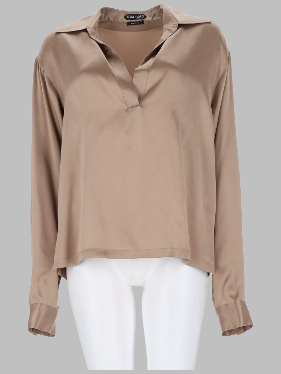 Polo Shirt Beige Silk Satin