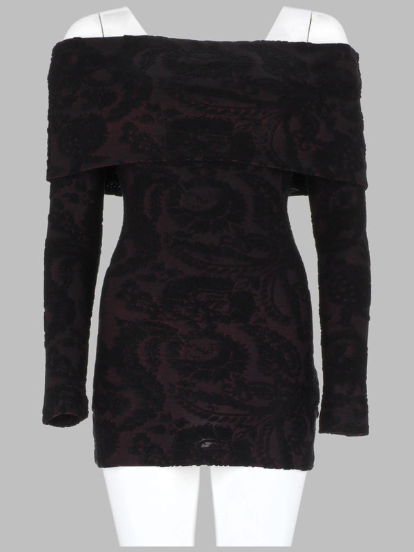 Sweater With Paisley Foliage Pattern Black Viscose Tops