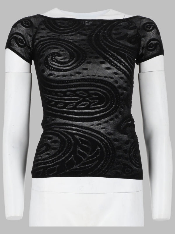 Paisley Jacquard Top Black Viscose Tops