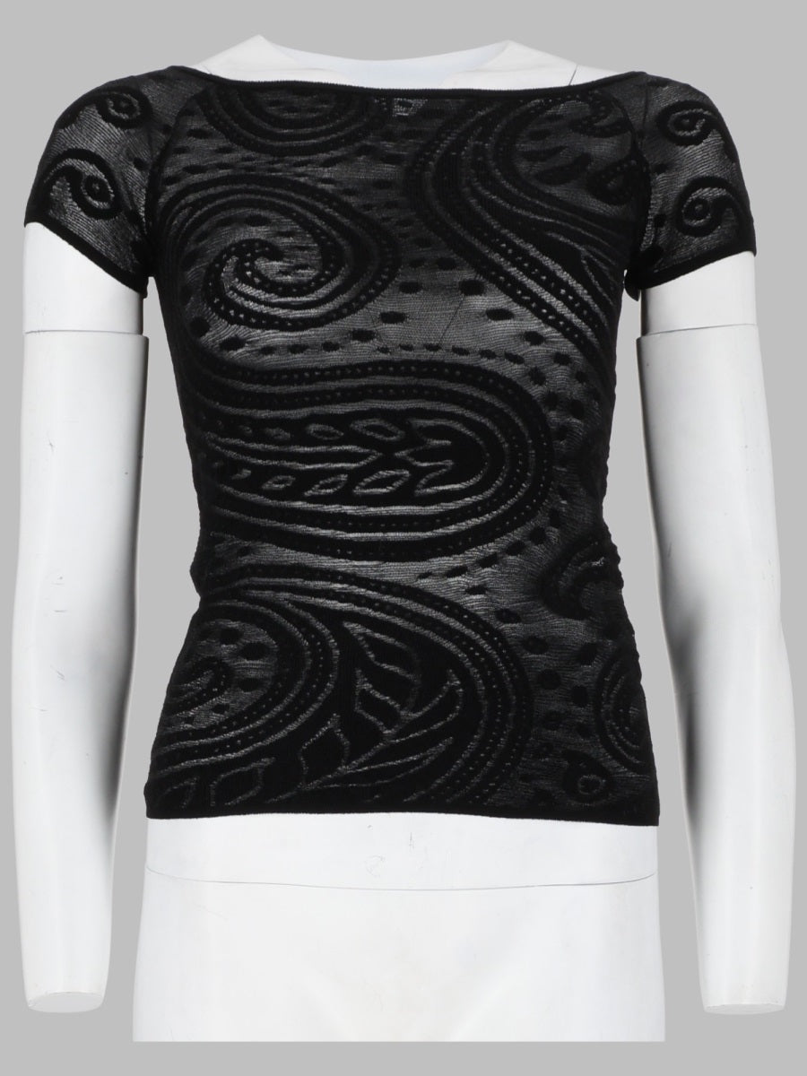 Paisley Jacquard Top Black Viscose Tops