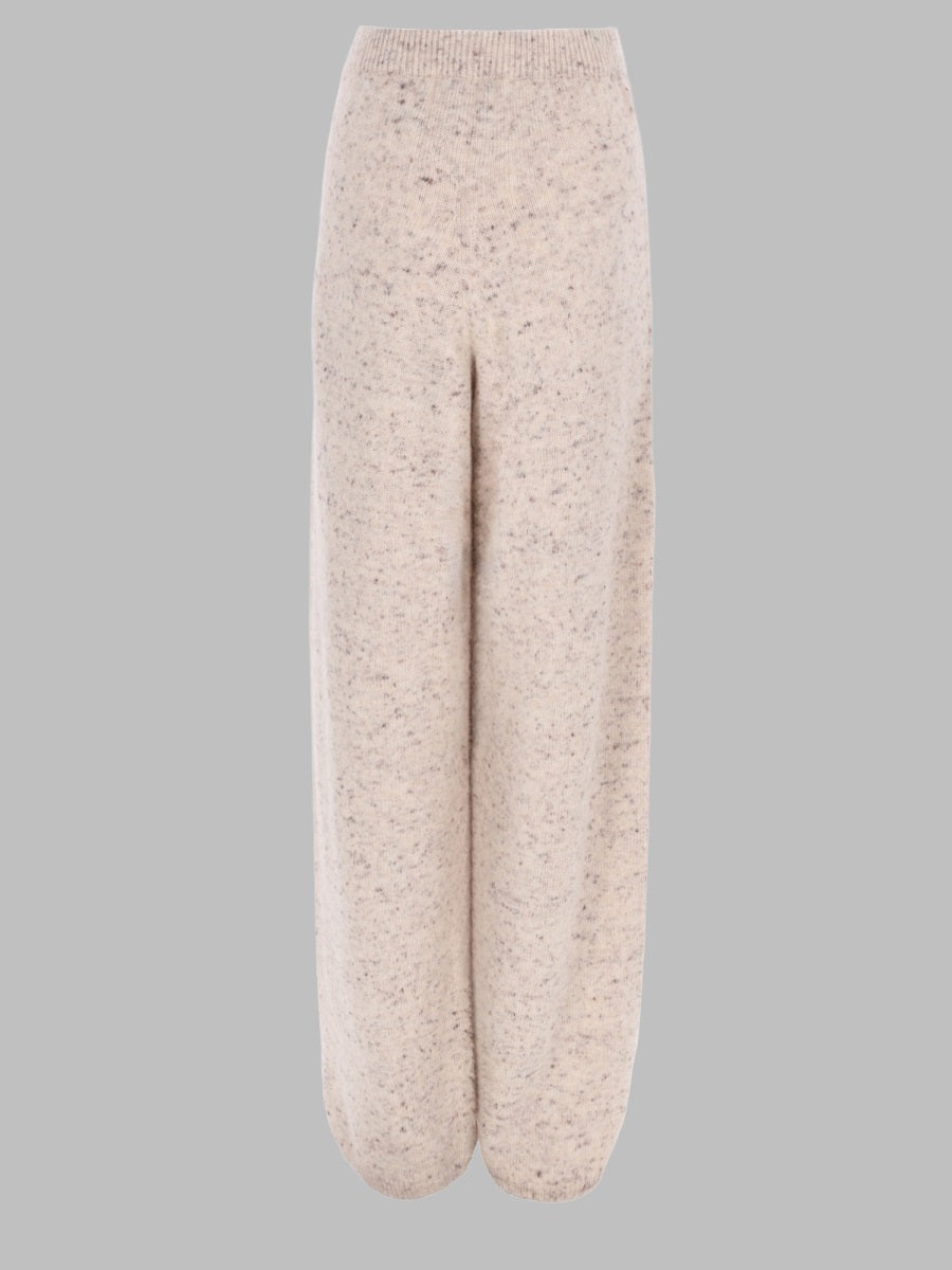 Wide Leg Wool Blend Trousers Beige