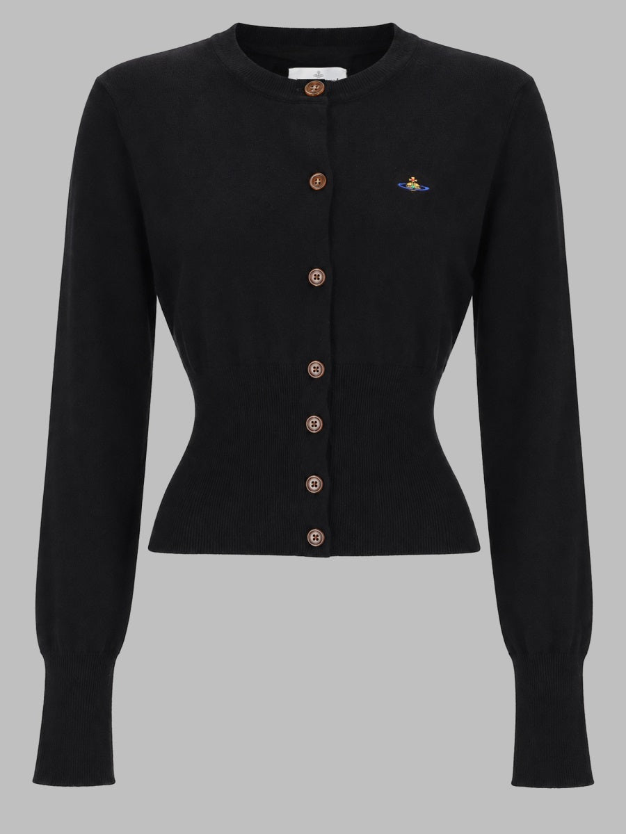 Cropped Cardigan Bea Black Cotton And Cashmere Jumpers