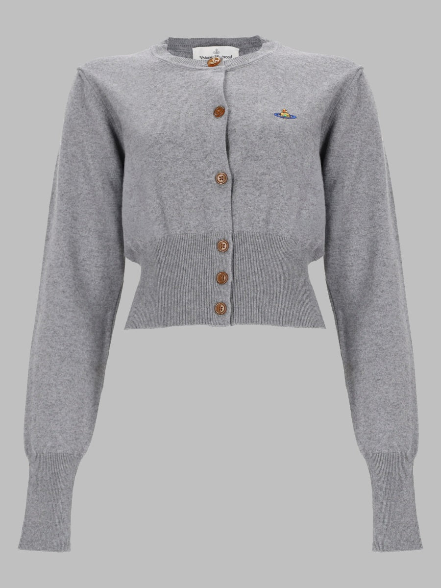 Cropped Cardigan Bea Grey Cotton & Cashmere Jumpers