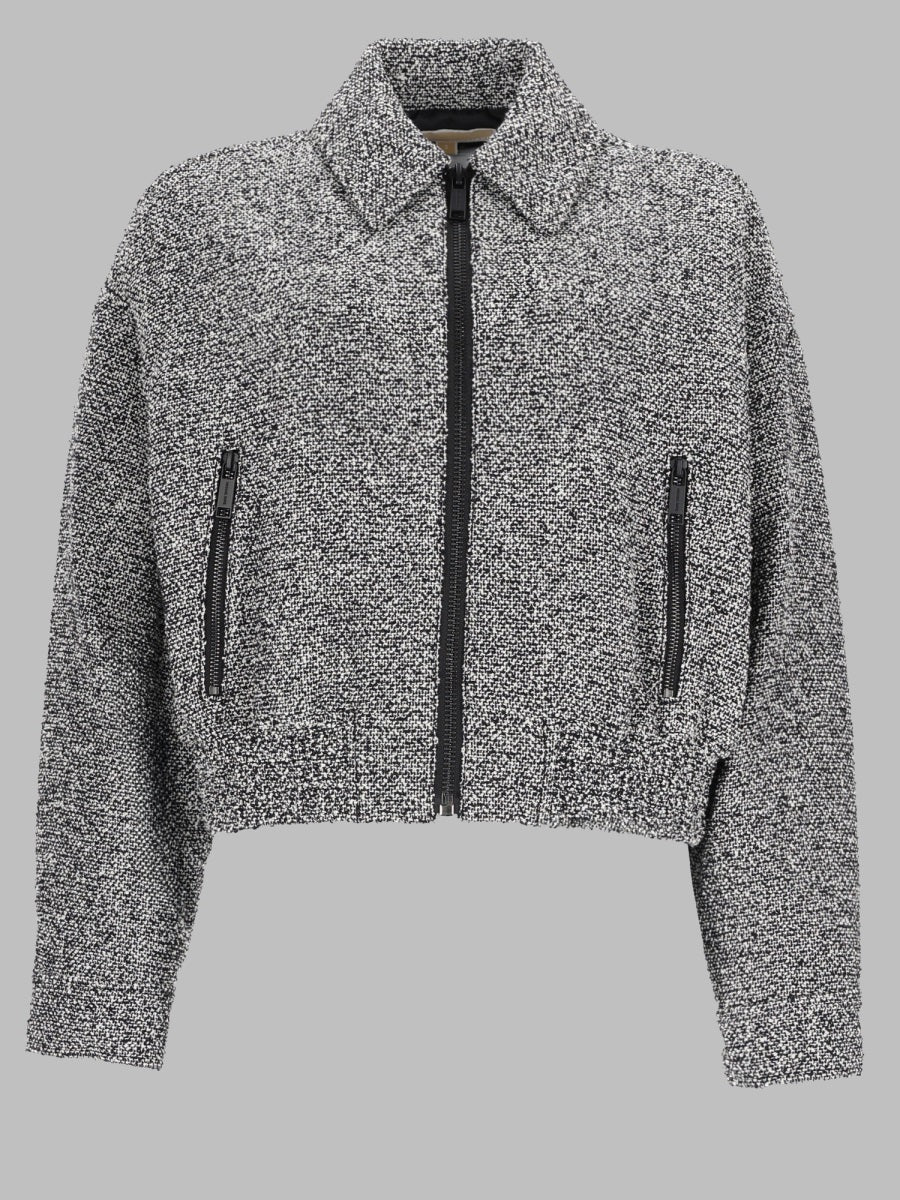 Cotton Bomber Jacket Grey Trench & Raincoats