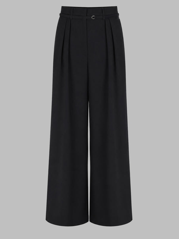 Wide-Leg Peacha Wool Trousers Black