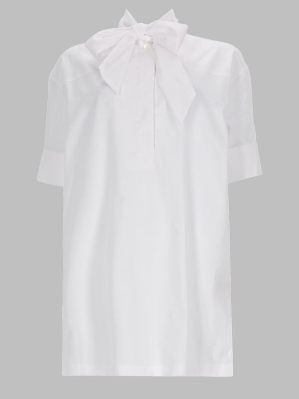 Cotton Shirt With Scarf Detail White