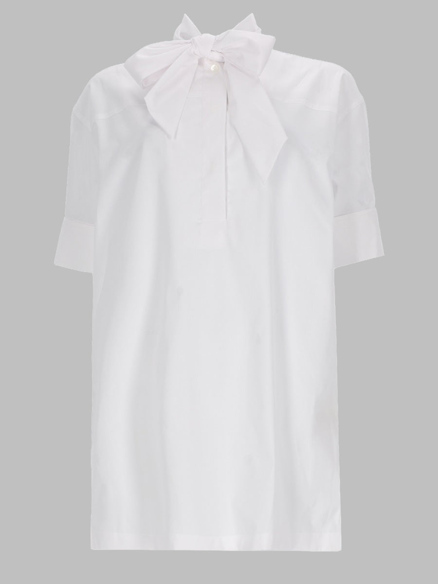 Cotton Shirt With Scarf Detail White