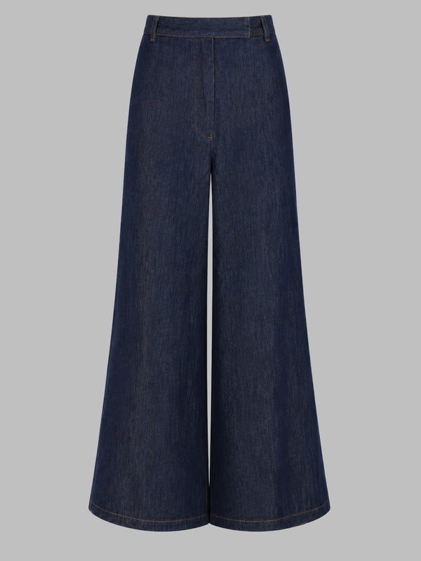Wide-Leg Penn Jeans Blue Cotton Trousers