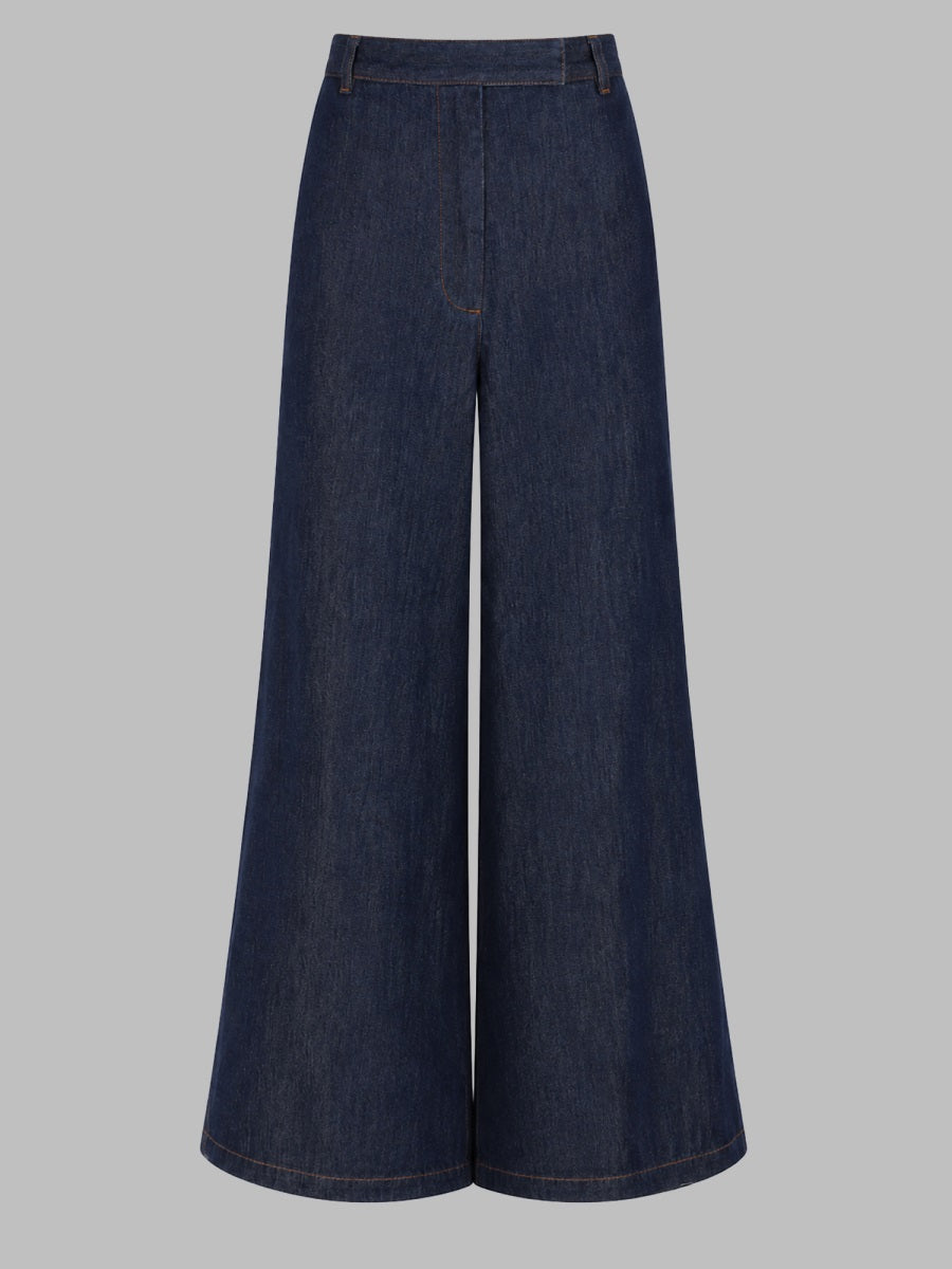 Wide-Leg Penn Jeans Blue Cotton Trousers