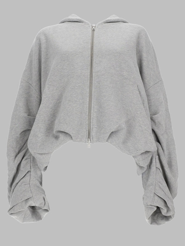 Zip-Up Cotton Sweatshirt Grey Sweatshirts