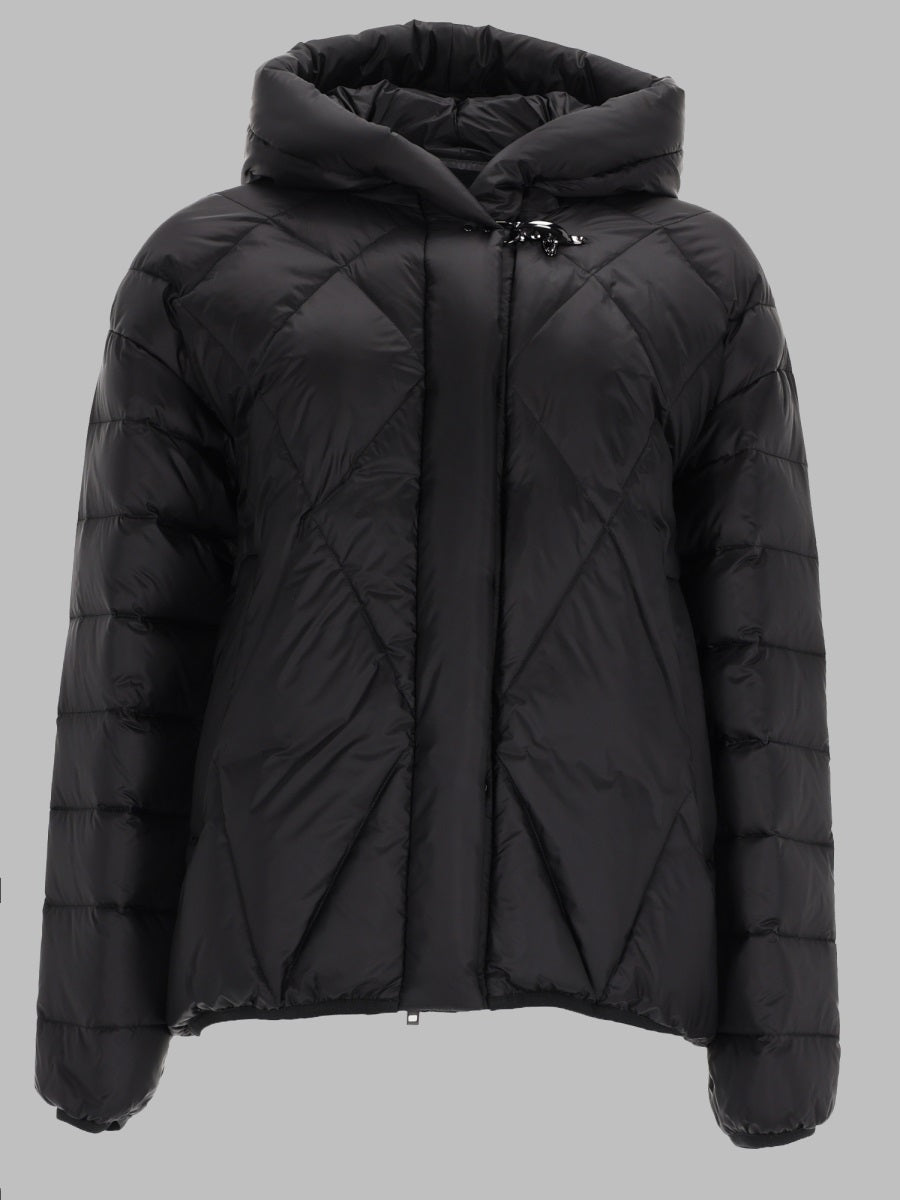 Down Jacket Argyle Degradé Black Polyamide Trench & Raincoats
