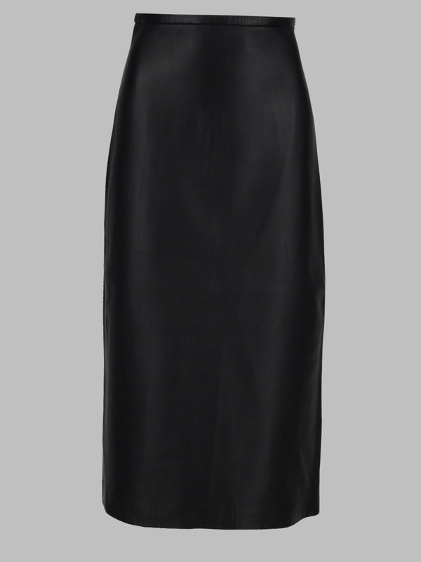Midi Leather Skirt Black Lambskin
