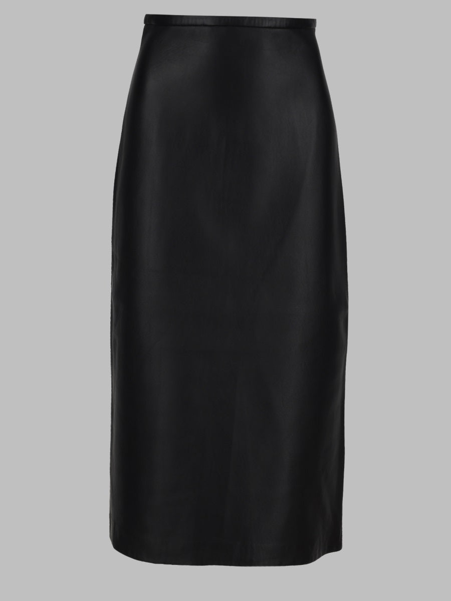 Midi Leather Skirt Black Lambskin