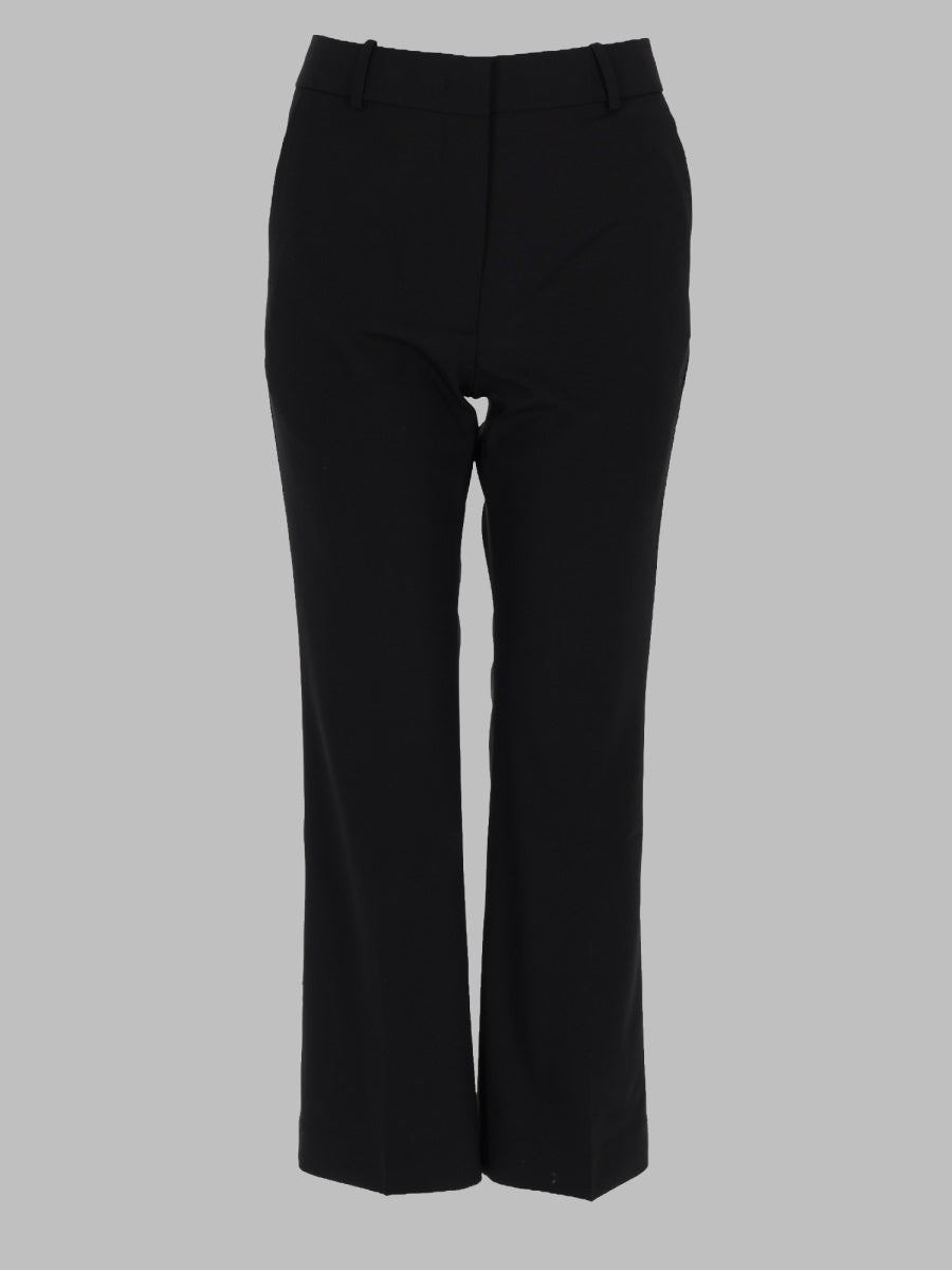 Cropped Cigarette Trousers Black Virgin Wool