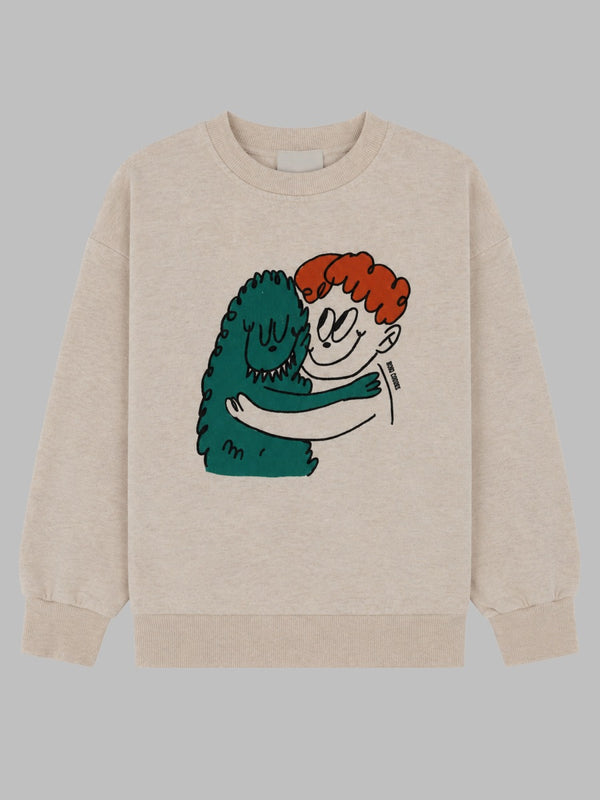 Sweatshirt Hug Hairy Monster Beige Cotton Sweatshirts
