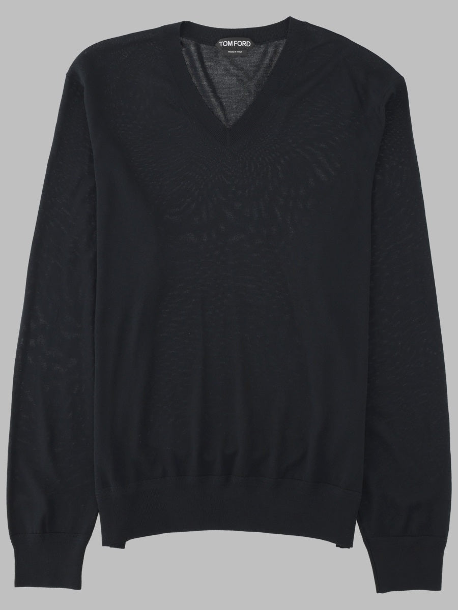 V-Neck Wool Jumper Black Jumpers