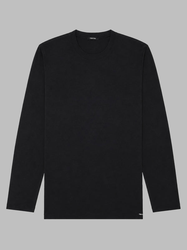 Long-Sleeved T-Shirt Black Cotton-Modal T-shirts