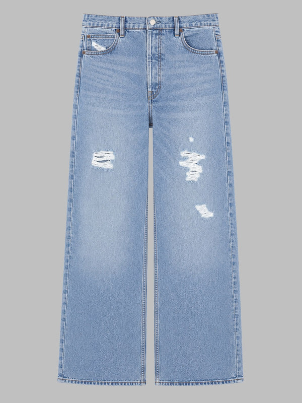 Wide-Leg Jeans Cotton Denim Blue