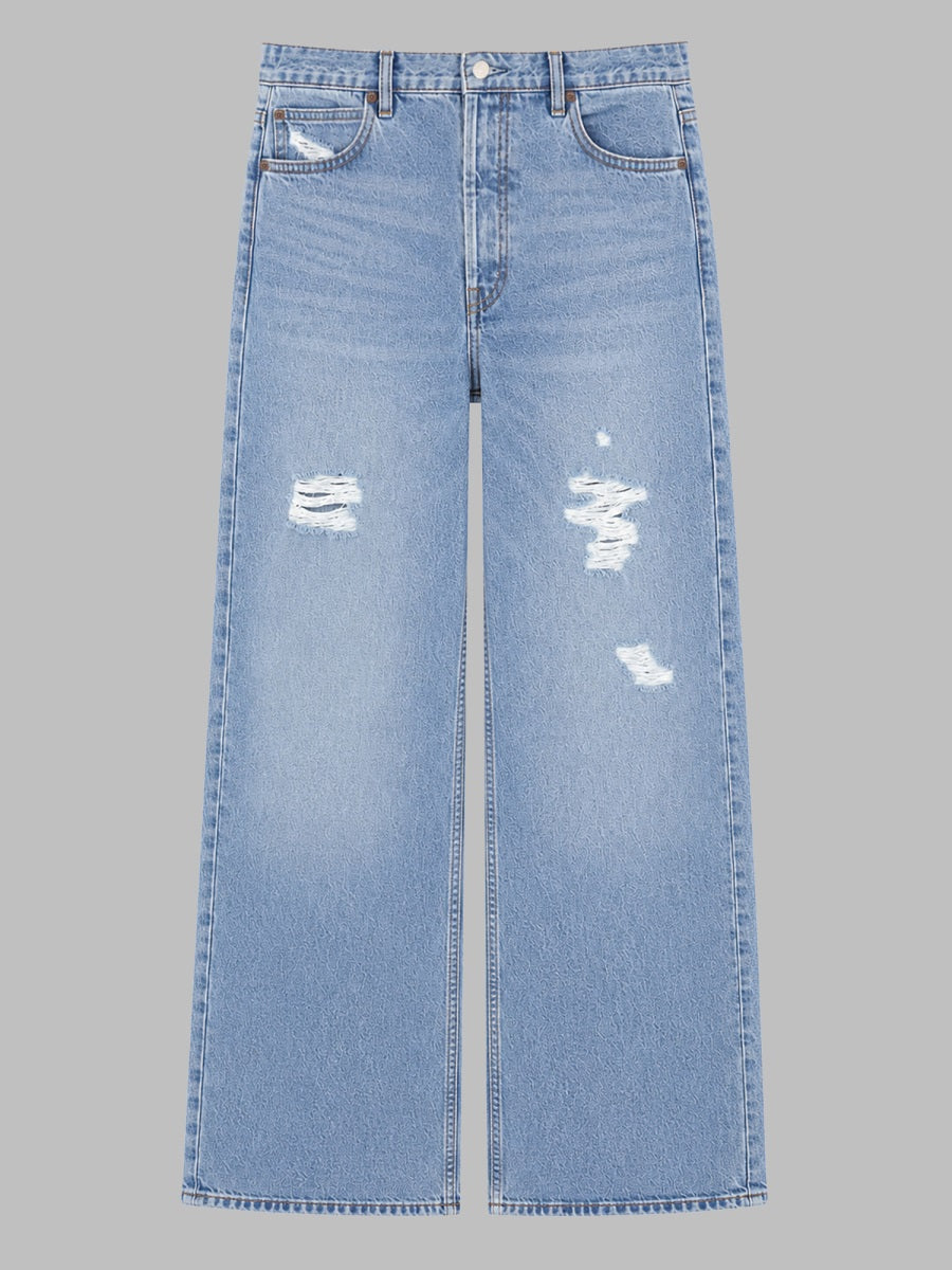 Wide-Leg Jeans Cotton Denim Blue