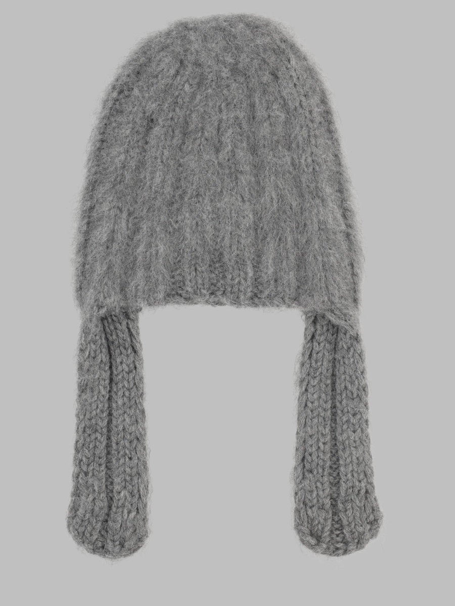 Beanie Ribbed Hat Grey Wool And Alpaca
