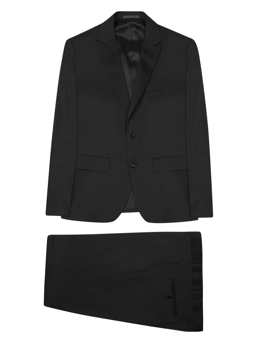 Single-Breasted Tuxedo Suit Black Polyester Suits