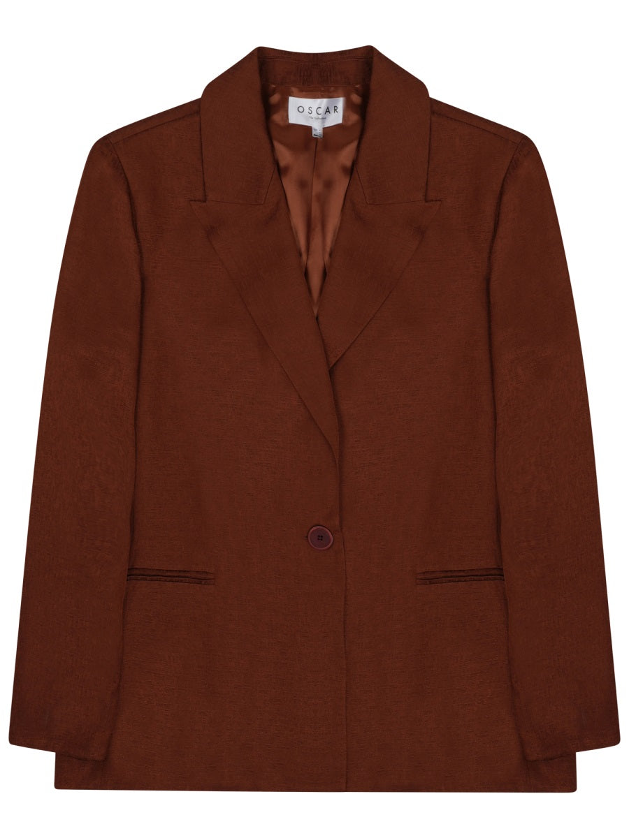 Single-Breasted Opera Blazer Brown Viscose Jacket