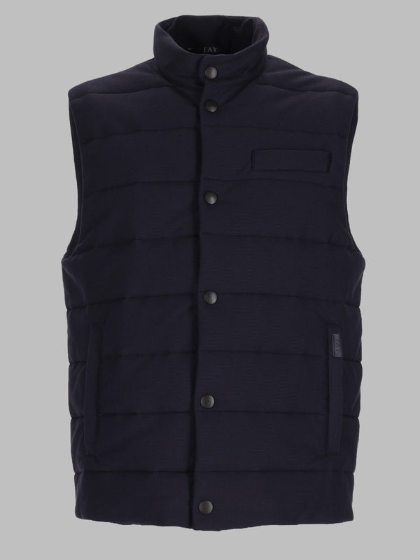 Gilet Quilted Technical Jersey Blue Polyamide Waistcoats & Gilets