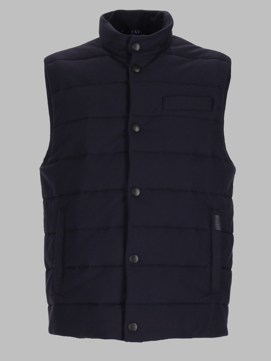 Gilet Quilted Technical Jersey Blue Polyamide Waistcoats & Gilets