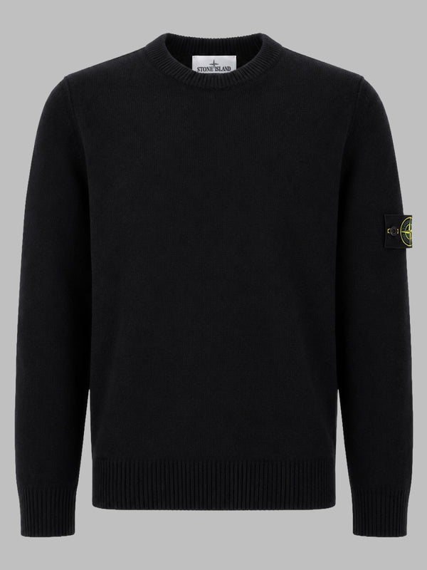 Wool Jumper With Logo Patch Black Virgin Jumpers