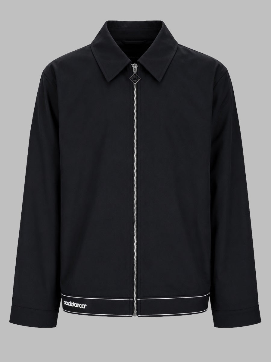 Zip-Up Track Jacket Black Cotton