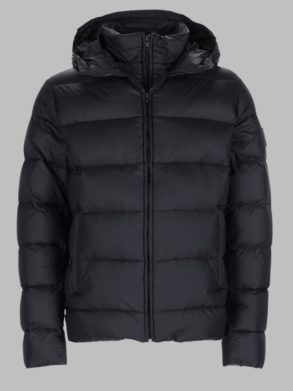 Hooded Down Jacket Black Polyamide Trench & Raincoats