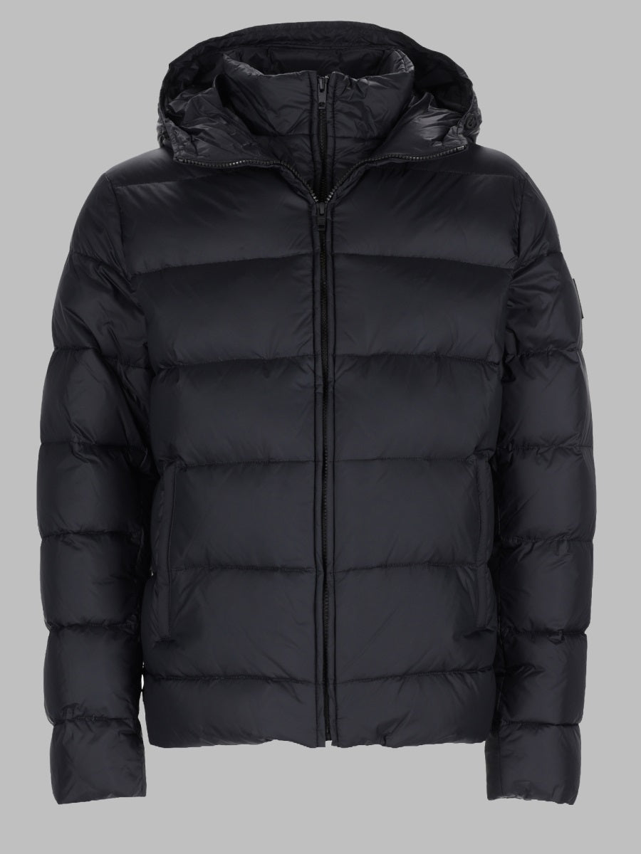 Hooded Down Jacket Black Polyamide Trench & Raincoats