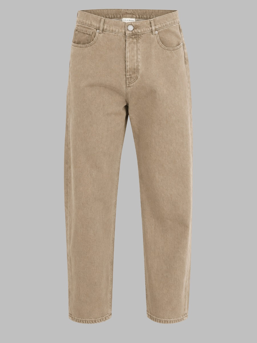 Cotton Denim Jeans Beige
