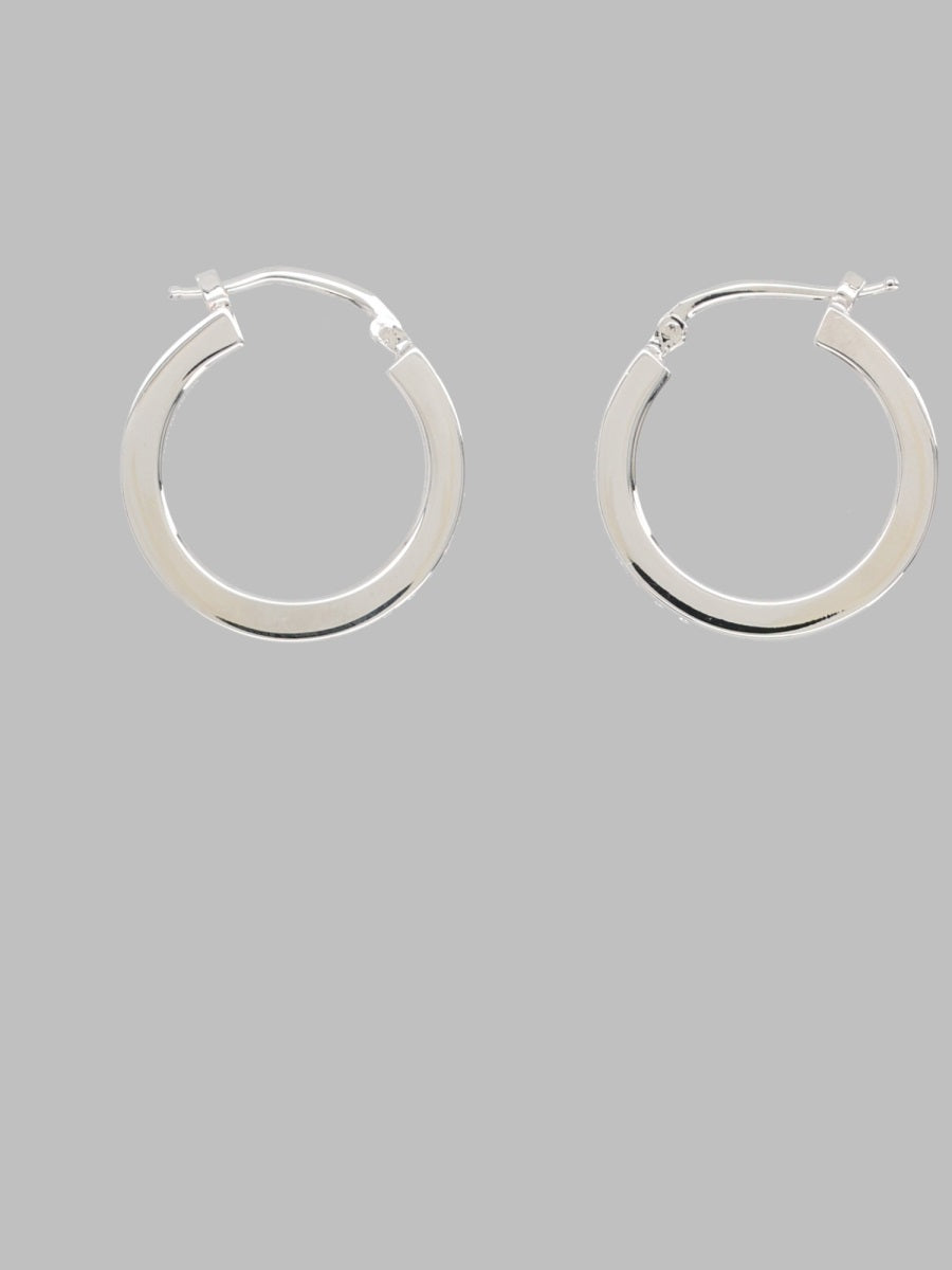 Hoop Earrings With Logo Silver Brass