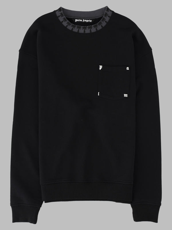 Sweatshirt Palm Rib Black Cotton Sweater