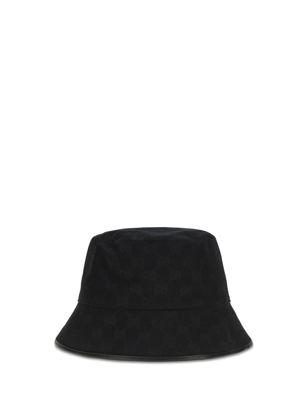 Bucket Hat Gg Cotton Canvas Black Black/black Polyester