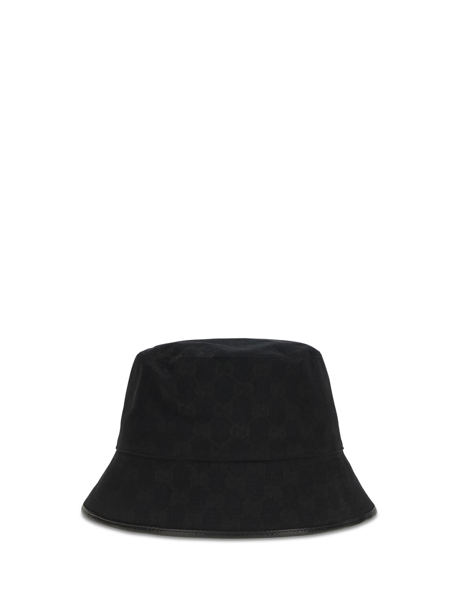 Bucket Hat Gg Cotton Canvas Black Black/black Polyester
