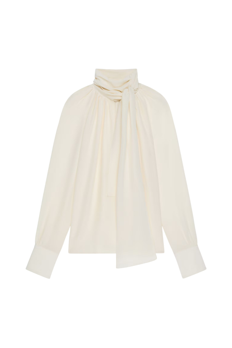 Givenchy Blouse With Knot Collar_eggshell Black,orange