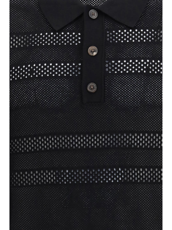 Polo Shirt Mesh Black Viscose