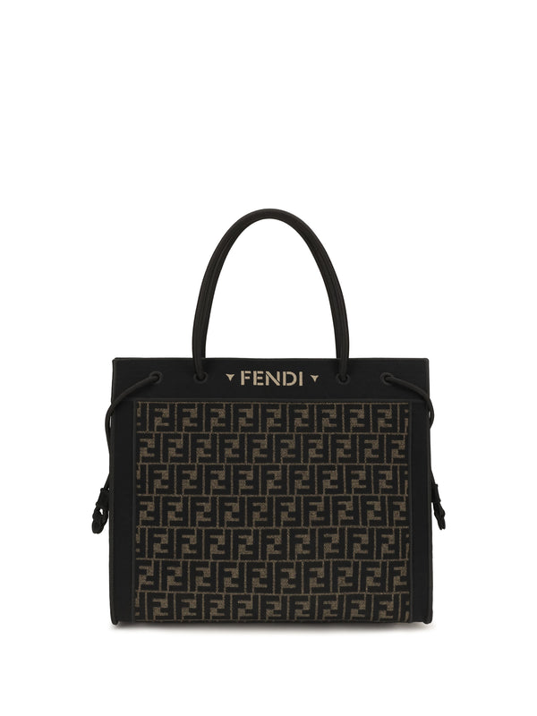Large Magic Ff Logo Shopping Bag Tabacco Moro Shoulder