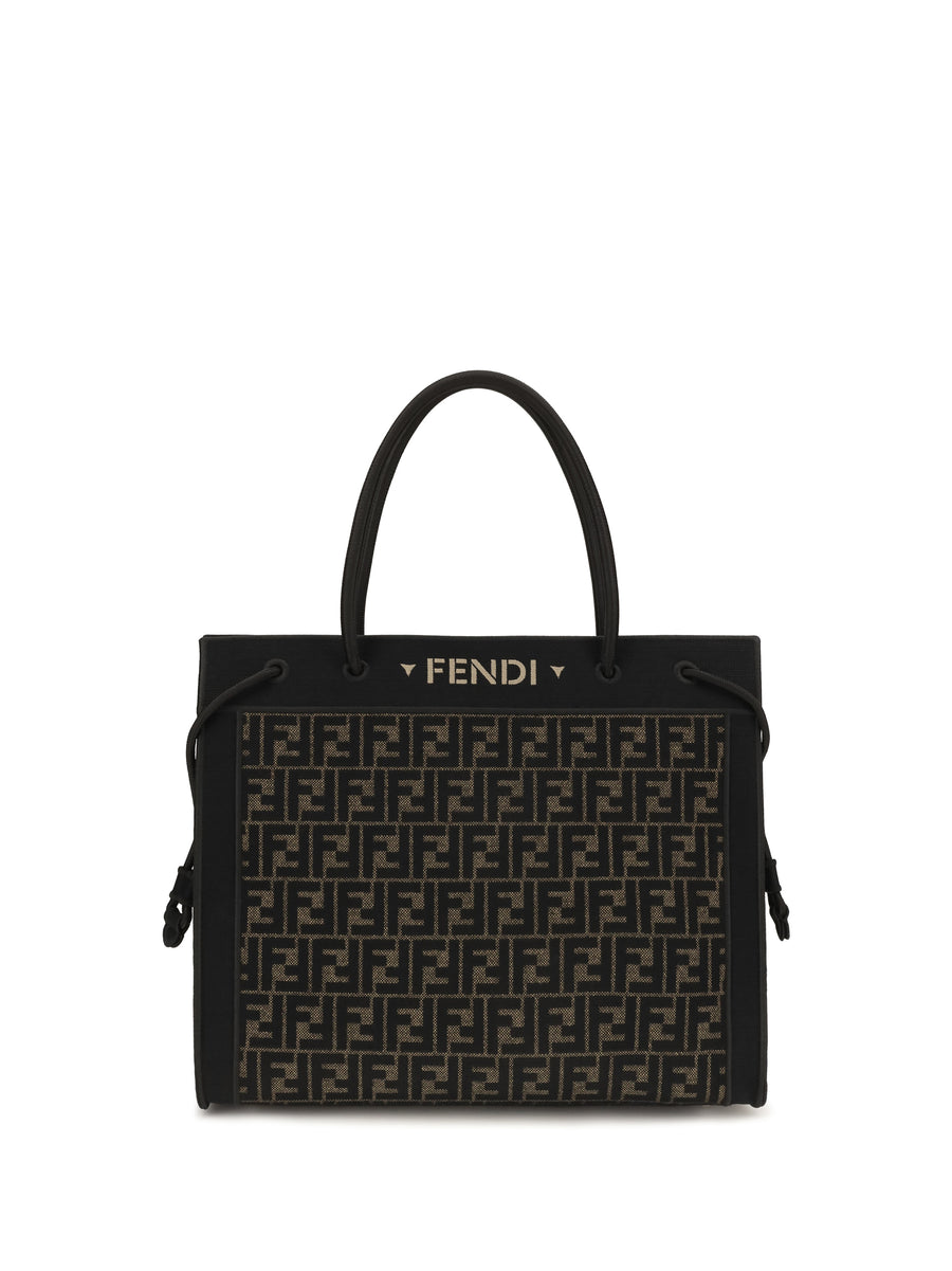 Large Magic Ff Logo Shopping Bag Tabacco Moro Shoulder