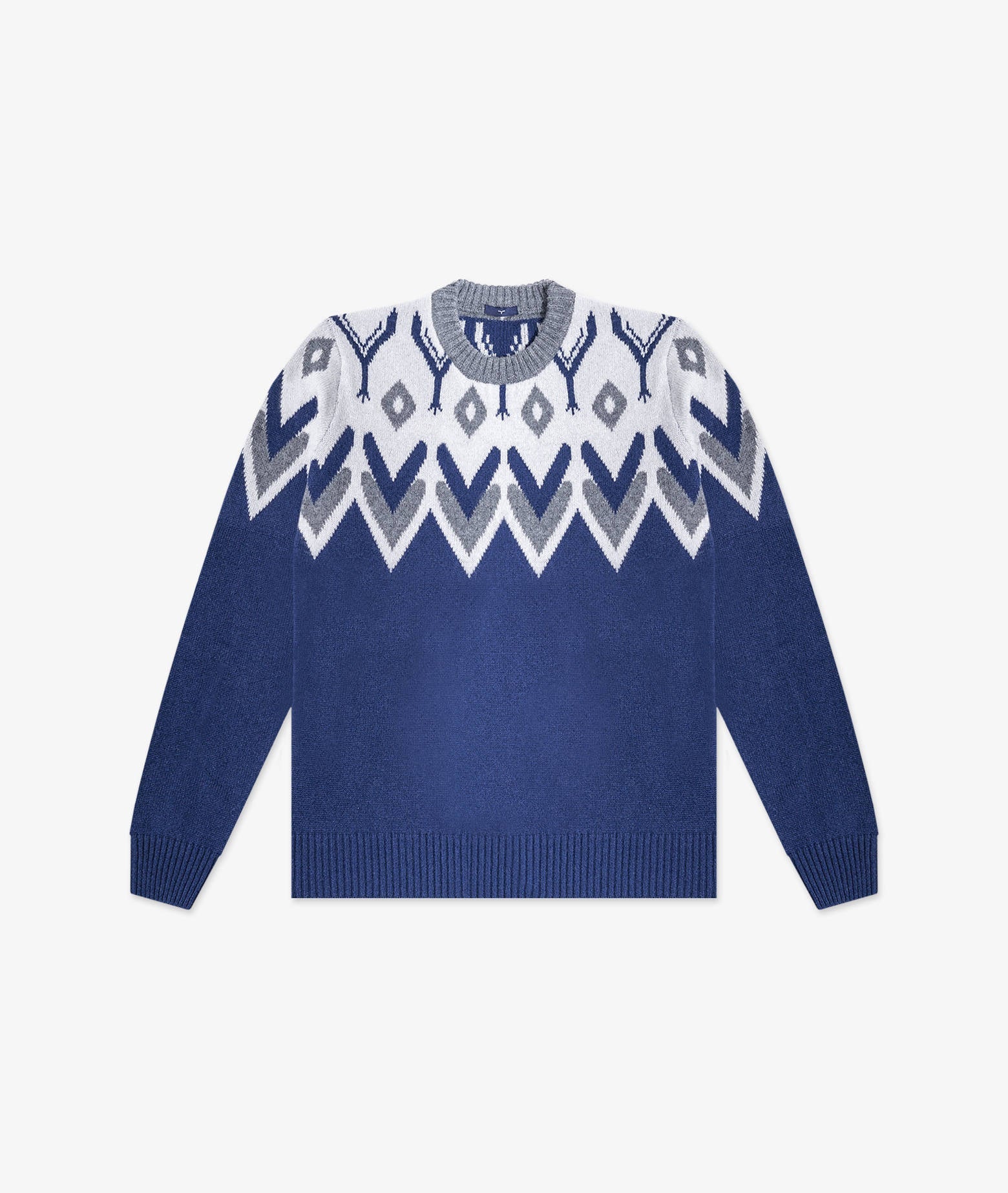 Shetland Cashmere Crew Neck Blue Round Sweater