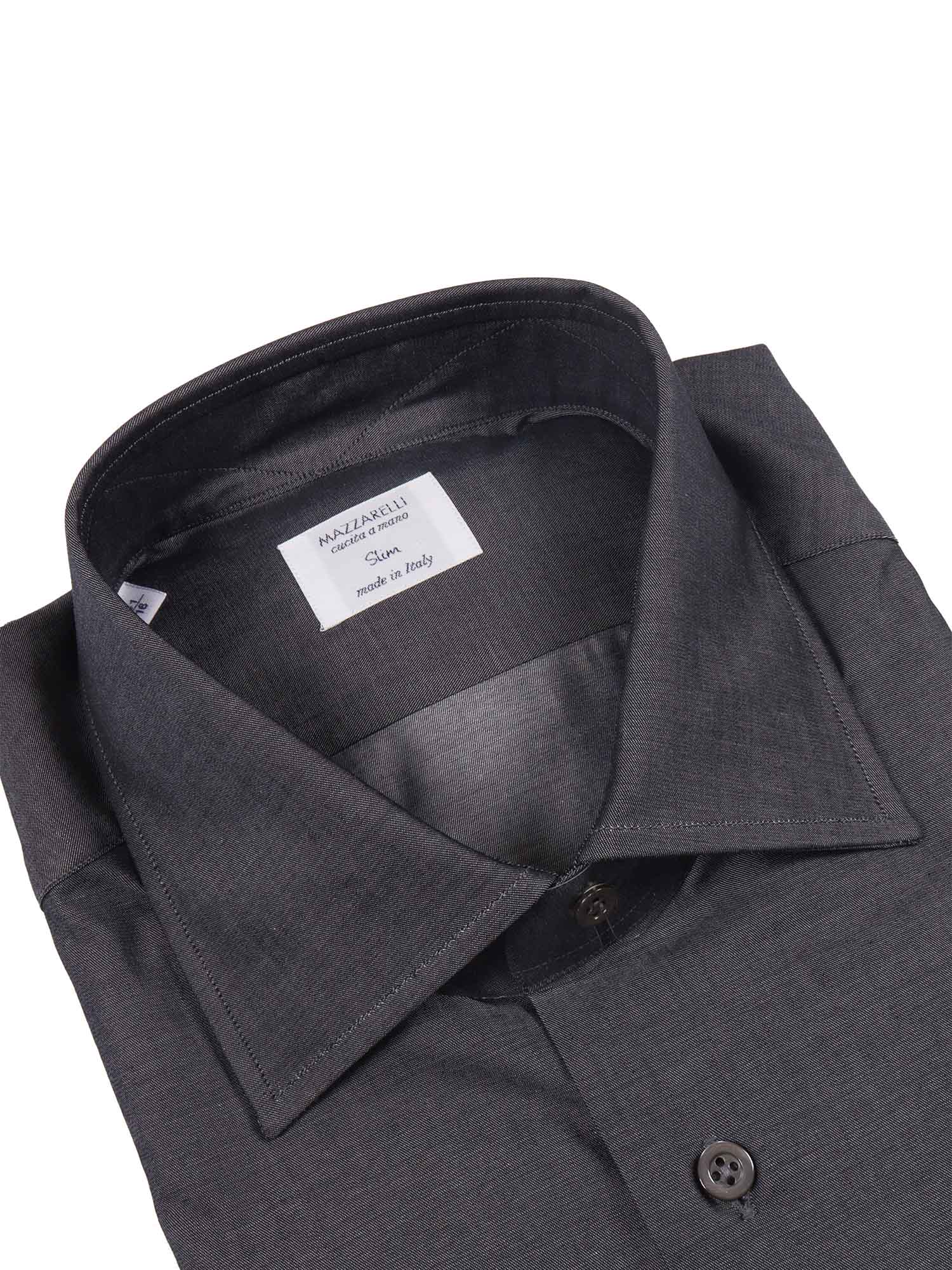 Twill Slim Fit Shirt Grey Cotton
