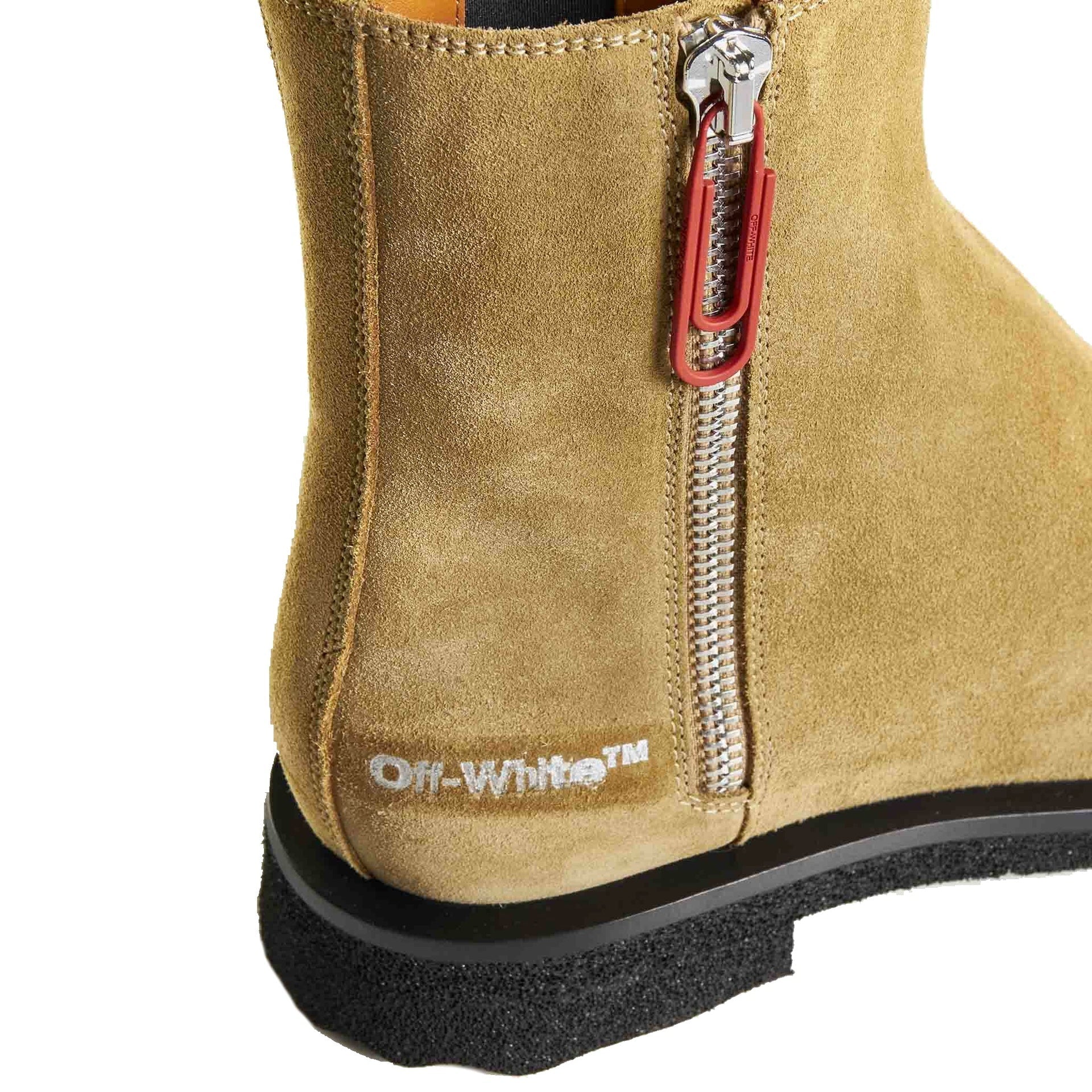 Off-White Suede Ankle Boots Beige Calf Leather