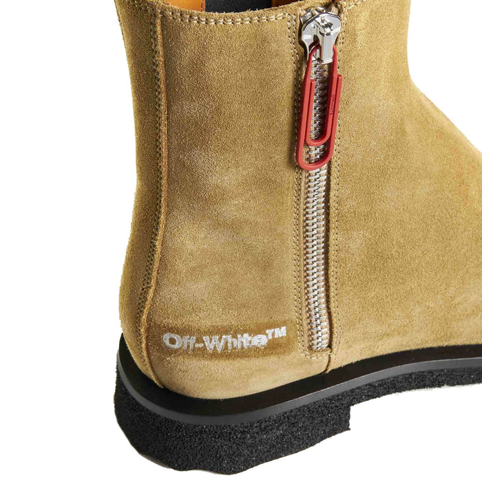 Off-White Suede Ankle Boots Beige Calf Leather